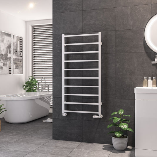Eastbrook Tuscan 1200 x 600mm Square Towel Rail Gloss White | 89.1247