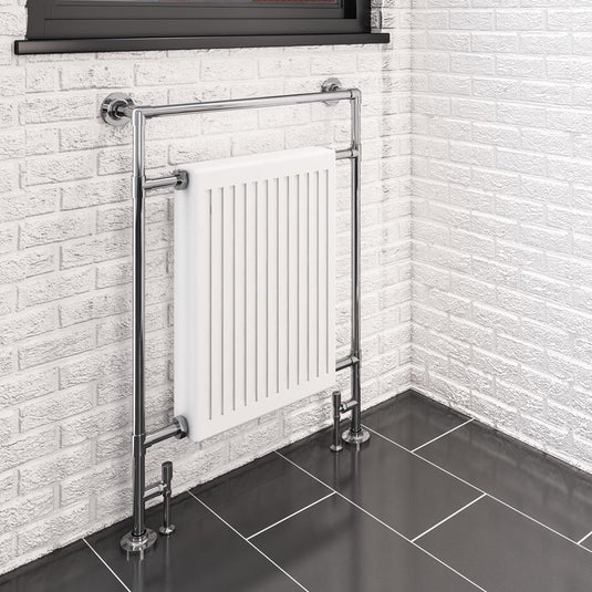 Eastbrook Twyver Traditional 952 x 684mm Towel Radiator Chrome/Gloss White | 41.1011