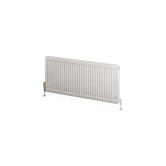 Modern horizontal white panel radiator for bathroom heating, minimalist design
