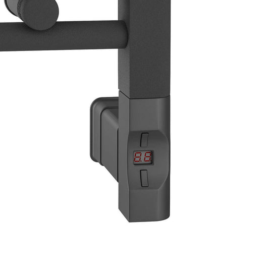Black electric towel rail thermostat with digital temperature display