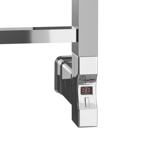 Chrome heated towel rail control panel with digital temperature display