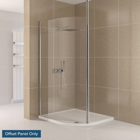 Eastbrook Valliant 1850 x 1400mm Round Pole Walk-In Wetroom Offset Shower Panel (8mm) Chrome | 69.0148