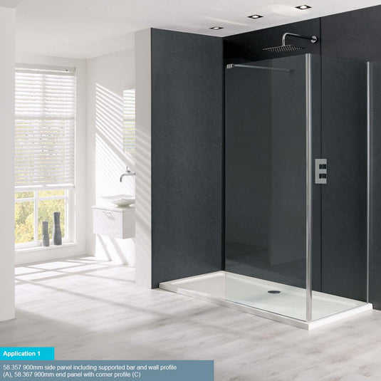 Eastbrook Valliant 700 x 1950mm C (8mm) Walkin Wetroom Panel Chrome | 58.364