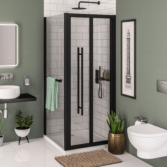 Eastbrook Vantage 2000 Bi-Fold Shower Door 800mm Easy Clean Matt Black | 49.0050