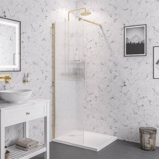 Eastbrook Vantage 2000 Fluted Glass Walk-In Panel 1000 x 2000mm Brushed Brass | 49.5116