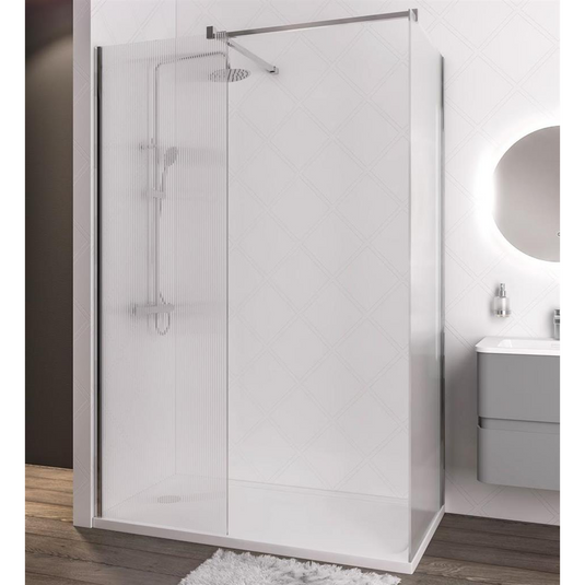 Eastbrook Vantage 2000 Fluted Glass Walk-In Wetroom Panel 1600x2000mm Chrome | 49.2035