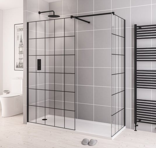 Eastbrook Vantage 2000 Framed Walk-In Wetroom Panel 1100x2000mm 8mm Matt Black | 49.1086