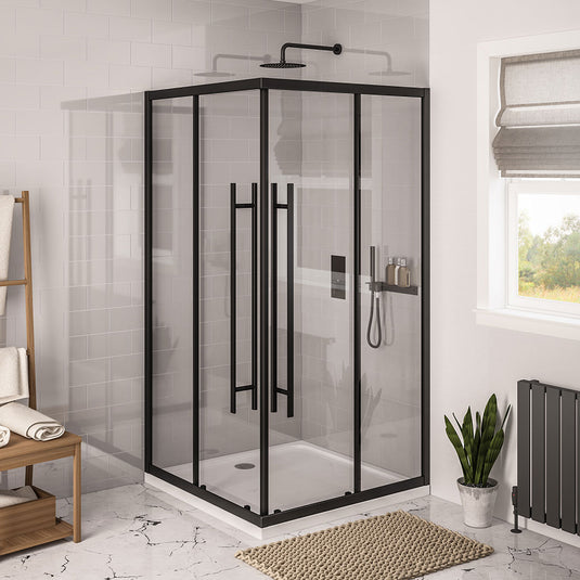 Eastbrook Vantage 2000 Offset Corner Entry Shower Enclosure 1000x760mm Easy Clean Matt Black | 49.0098