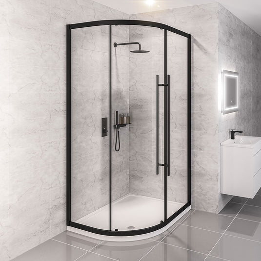 Eastbrook Vantage 2000 Offset Quadrant Shower Enclosure 1200x900mm Easy Clean Matt Black | 49.0082
