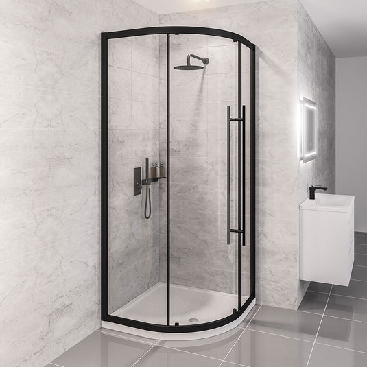 Eastbrook Vantage 2000 Quadrant Shower Enclosure 900x900mm Easy Clean Matt Black | 49.0058