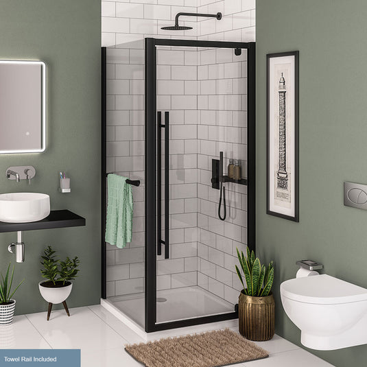 Eastbrook Vantage 2000 Side Panel with Towel Rail 700mm Easy Clean Matt Black | 49.0038