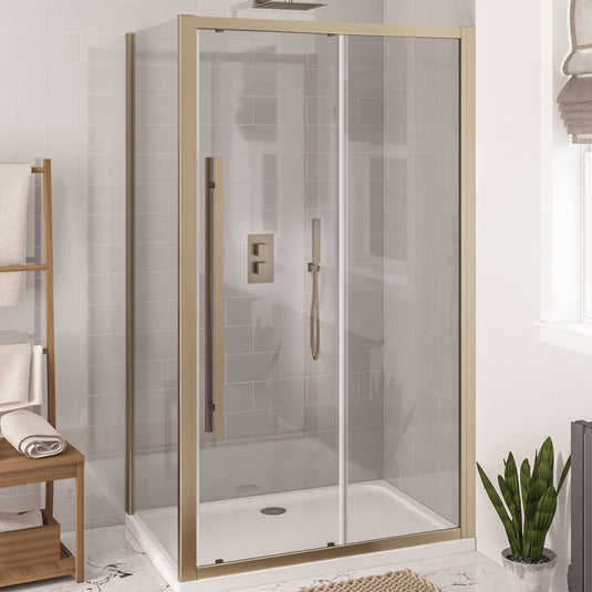 Eastbrook Vantage 2000 Sliding Shower Door 1000mm Brushed Brass | 49.5001