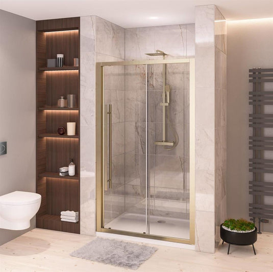 Eastbrook Vantage 2000 Sliding Shower Door 1500mm Brushed Brass | 49.2025 - Envy Bathrooms Ltd