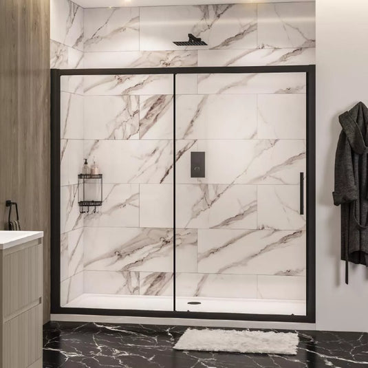 Eastbrook Volente 1850 x 2000mm Sliding Shower Door 6mm Matt Black | 58.490 - Envy Bathrooms Ltd