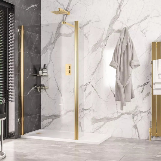 Eastbrook Volente 6mm Thick 1850 x 300mm Flipper Shower Panel Kit Brushed Brass | 58.763 - Envy Bathrooms Ltd