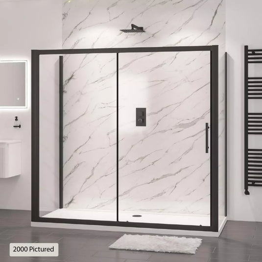 Eastbrook Volente Sliding Shower Door 1850 x 1800mm Matt Black | 58.489 - Envy Bathrooms Ltd