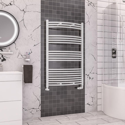 Eastbrook Wendover 1200 x 750mm Curved Towel Multirail Gloss White | 41.0094