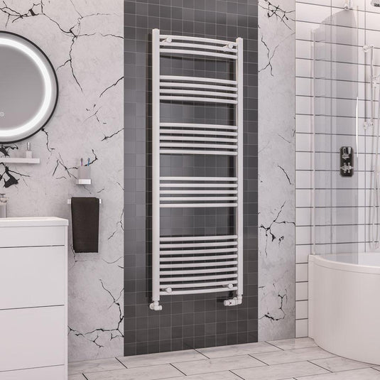 Eastbrook Wendover 1600 x 600mm Curved Towel Multirail Gloss White | 41.0054