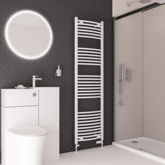 Eastbrook Wingrave 1800 x 500mm Curved Towel Multirail Gloss White | 89.0709