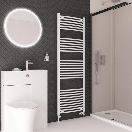 Eastbrook Wingrave 1800 x 600mm Curved Towel Multirail Gloss White | 89.0710