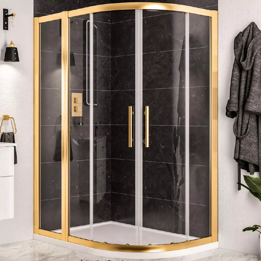Eastbrook Volente 300mm Inline Shower Panel with Shelves Brushed Brass | 58.552