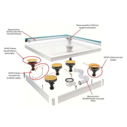 Eastbrook Volente Legs & Panel Kit for 158.620 Shower Tray White | 158.623
