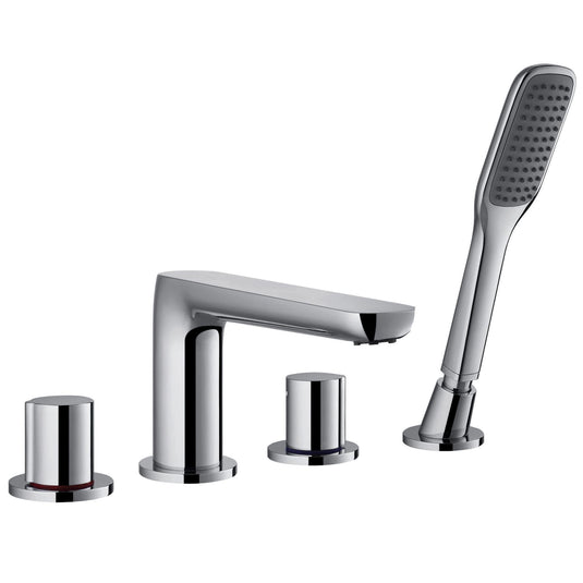 Flova Allore Deck Mounted 4 Hole Bath Shower Mixer Tap with Handset Kit AL4HBSM - Envy Bathrooms Ltd