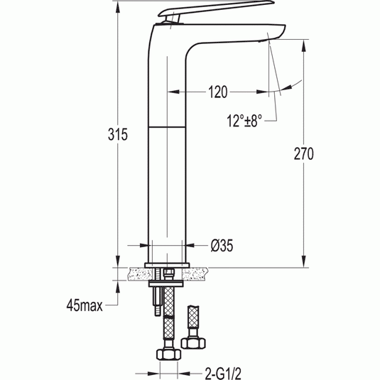 Flova Allore Tall Basin Mixer Tap with Clicker Waste ALTBAS - Envy Bathrooms Ltd
