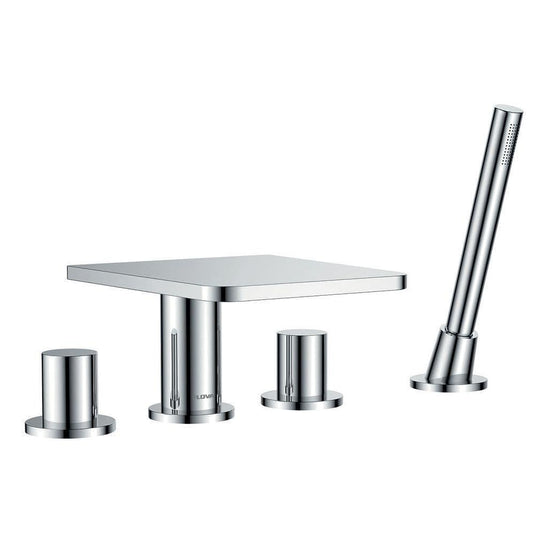 Flova Annecy 4 Hole Waterfall Bath Shower Mixer Tap with Pull Out Handset Kit AN4HBSM - Envy Bathrooms Ltd