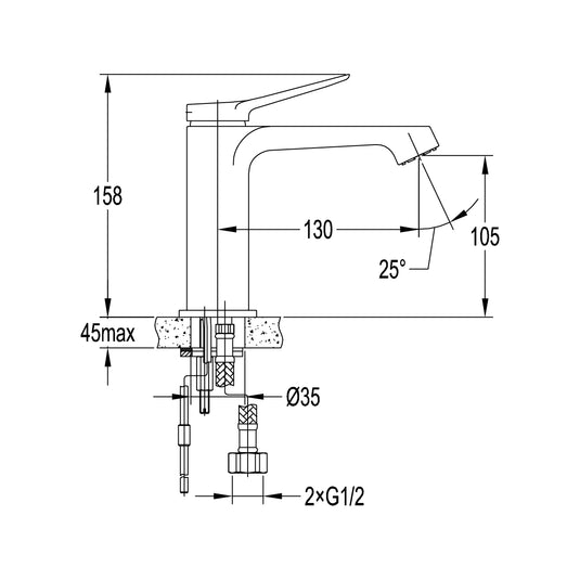 Flova Ascend 158mm Single Lever Basin Mixer Diamond Chrome | ASBAS - Envy Bathrooms Ltd