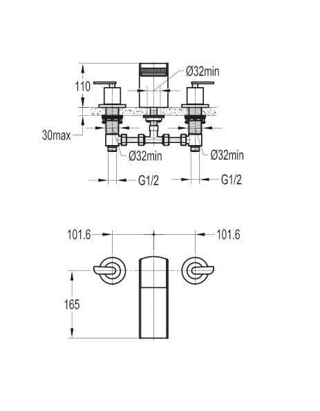 Flova Cascade 3 Hole Waterfall Bath Mixer Tap CA3HBFN - Envy Bathrooms Ltd