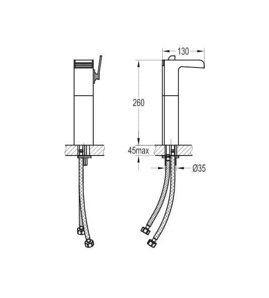 Flova Cascade Tall Waterfall Mono Basin Mixer Tap with Clicker Waste CATBAS - Envy Bathrooms Ltd
