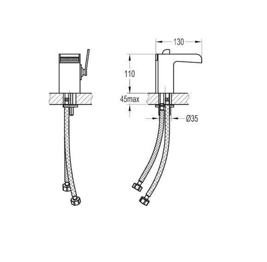 Flova Cascade Waterfall Mono Basin Mixer Tap with Clicker Waste CABAS - Envy Bathrooms Ltd