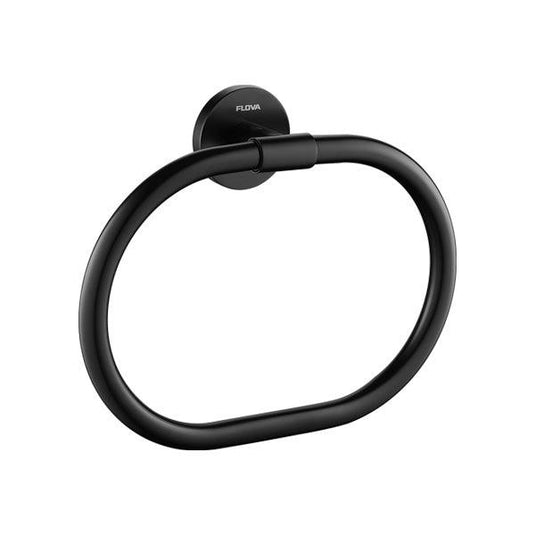 Flova Coco Towel Ring – Matt Black - MB-CO8906-6 - Envy Bathrooms Ltd