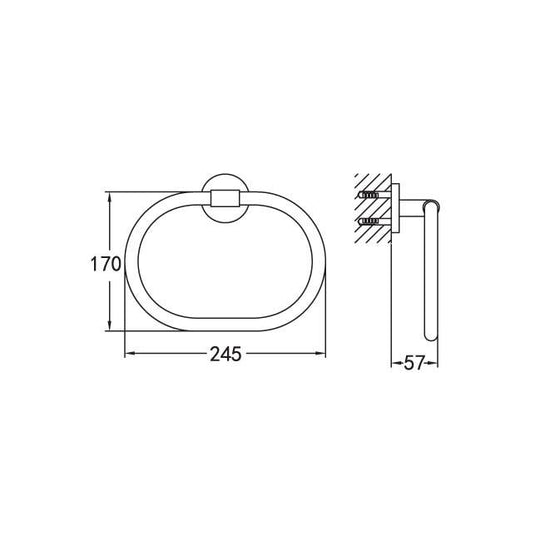Flova Coco Towel Ring – Brushed Nickel - BN-CO8906-6 - Envy Bathrooms Ltd