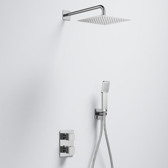 Flova Dekka GoTurn Square Shower Pack with Slimline Rainshower and Handshower Kit Diamond Chrome | DEGT2PK1 - Envy Bathrooms Ltd