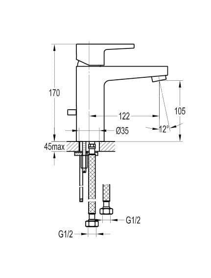 Flova Dekka Mono Basin Mixer Tap with Clicker Waste DEBAS - Envy Bathrooms Ltd