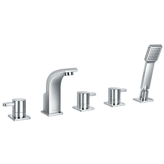 Flova Essence 5 Hole Deck Mounted Bath & Shower Mixer Tap with Pull Out Handset ES5HBSM - Envy Bathrooms Ltd