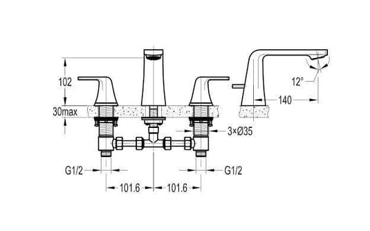 Flova Fusion 3 Hole Basin Mixer Tap with Clicker Waste FN3HBAS - Envy Bathrooms Ltd