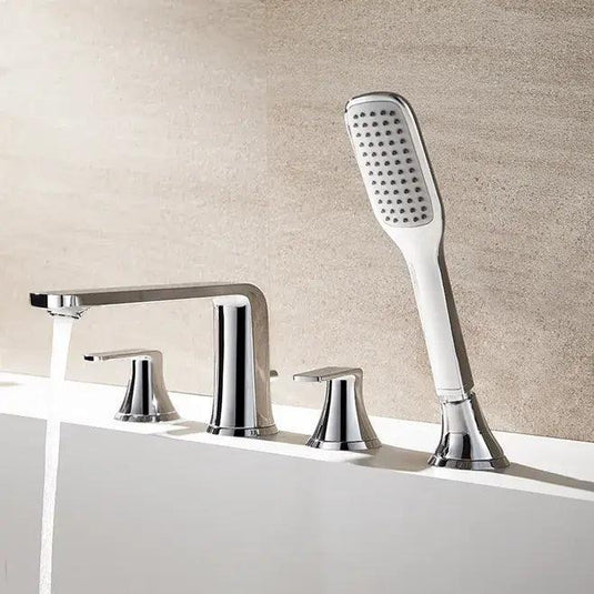 Flova Fusion 4 Hole Deck Mounted Bath Shower Mixer Tap with Pull Out Handset FN4HBSM - Envy Bathrooms Ltd