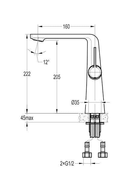 Flova Fusion Tall Mono Basin Mixer Tap with Clicker Waste FNTBAS - Envy Bathrooms Ltd