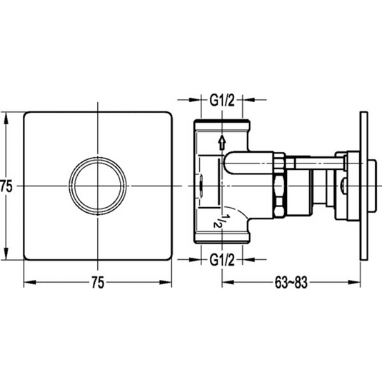 Flova GoClick® Concealed On/Off Valve – Square plate - GOCSV-SQ-V - Envy Bathrooms Ltd