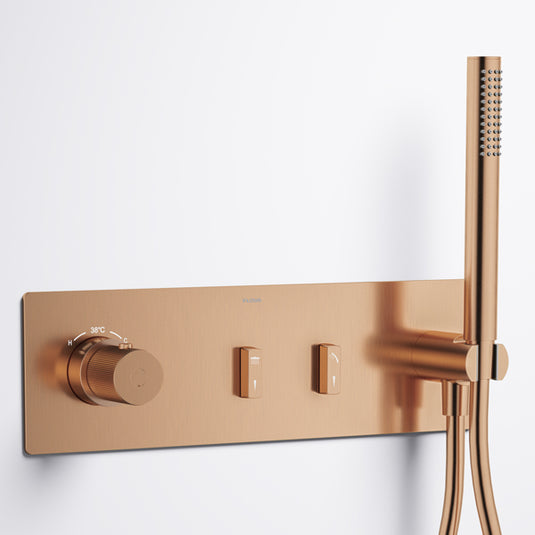 Flova GoSlide 2-Outlet Finishing Set with Handshower Brushed Bronze | BRO-GSL2KIT - Envy Bathrooms Ltd