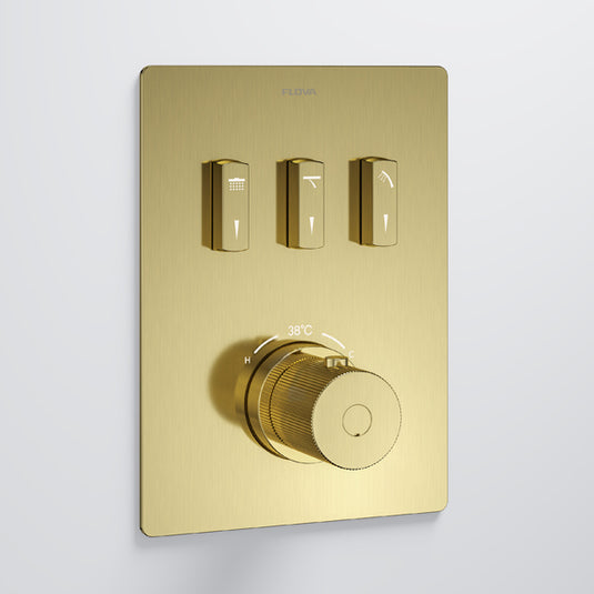 Flova GoSlide 3-Outlet Finishing Set Brushed Brass | BRB-GS3-TRIM - Envy Bathrooms Ltd