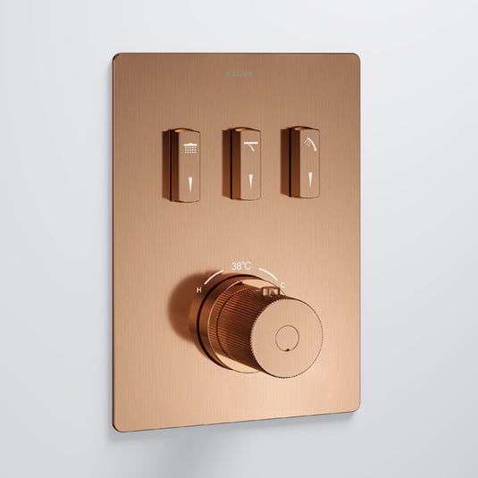 Flova GoSlide 3-Outlet Finishing Set Brushed Bronze | BRO-GS3-TRIM - Envy Bathrooms Ltd
