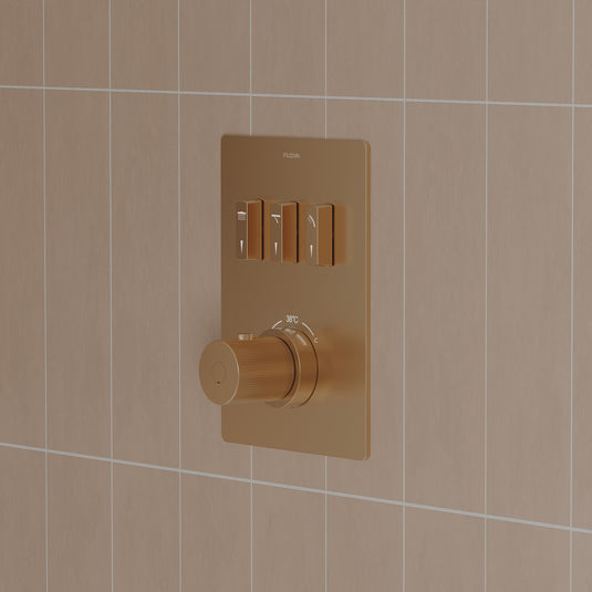 Flova GoSlide 3-Outlet Finishing Set Brushed Bronze | BRO-GS3-TRIM - Envy Bathrooms Ltd
