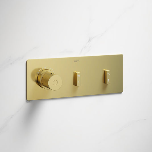 Flova GoSlide Landscape 2-Outlet Finishing Set Brushed Brass | BRB-GSL2-TRIM - Envy Bathrooms Ltd