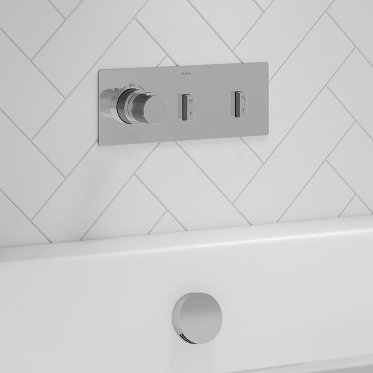 Flova GoSlide Landscape 2-Outlet Finishing Set Diamond Chrome | GSL2-TRIM - Envy Bathrooms Ltd