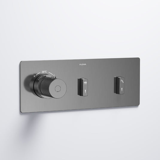 Flova GoSlide Landscape 2-Outlet Finishing Set Gun Metal | GM-GSL2-TRIM - Envy Bathrooms Ltd
