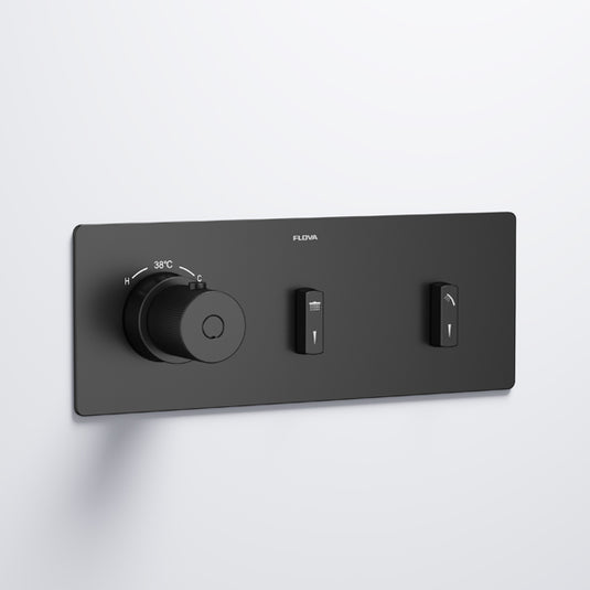 Flova GoSlide Landscape 2-Outlet Finishing Set Matt Black | MB-GSL2-TRIM - Envy Bathrooms Ltd